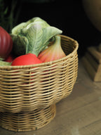 Rattan round pedastal bowl basket
