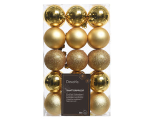 6cm shatterproof light gold pack of 30 baubles