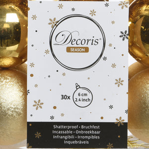 6cm shatterproof light gold pack of 30 baubles