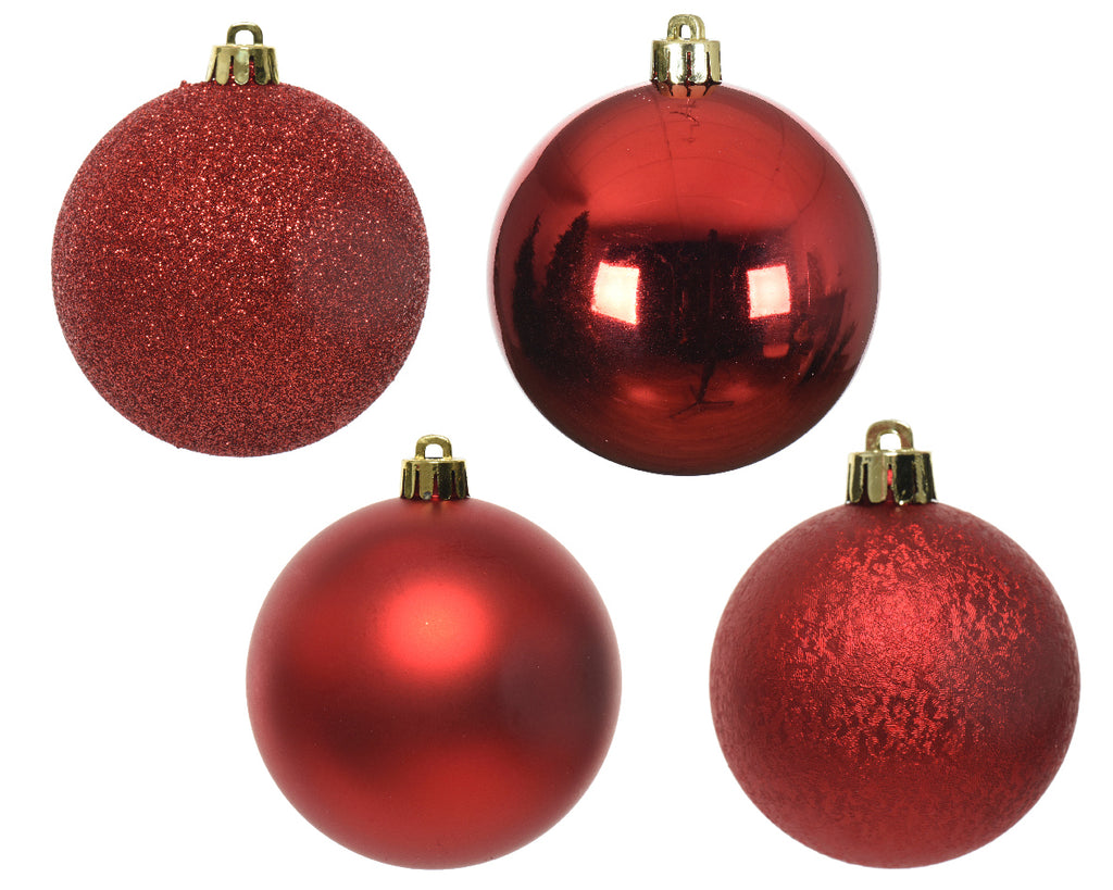 6cm shatterproof Christmas red pack of 30 baubles