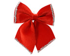 Christmas red bow with gold sequin embellishment