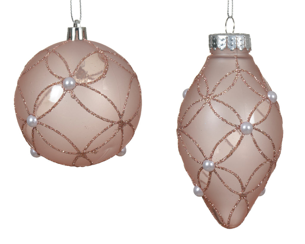 Blush pink baubles with pearl detail (2 Styles)