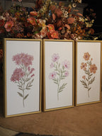 Set of 3 floral embroidery framed canvases
