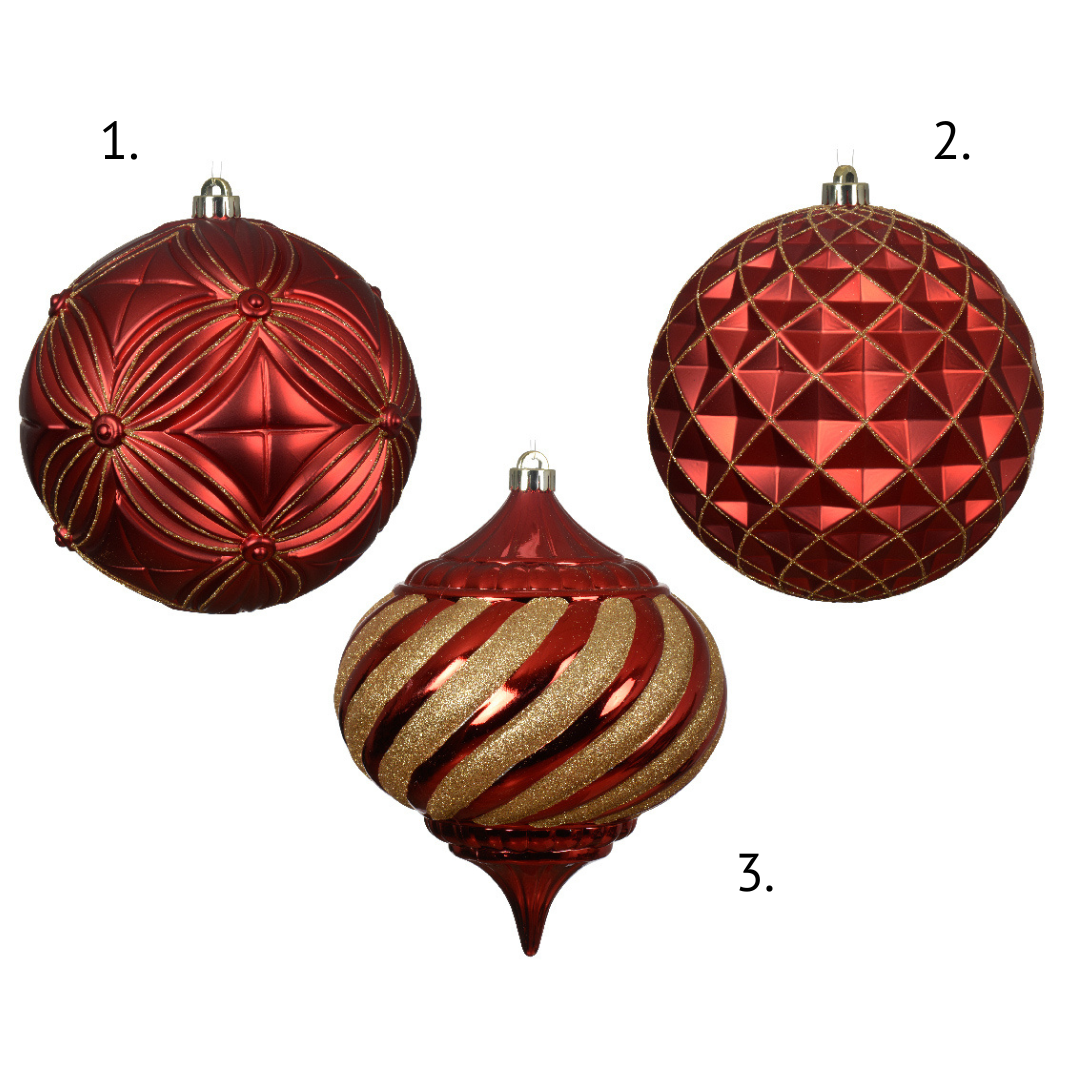 Large oxblood shatterproof decorative hanging decs (3 Styles)