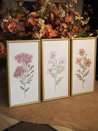 Set of 3 floral embroidery framed canvases