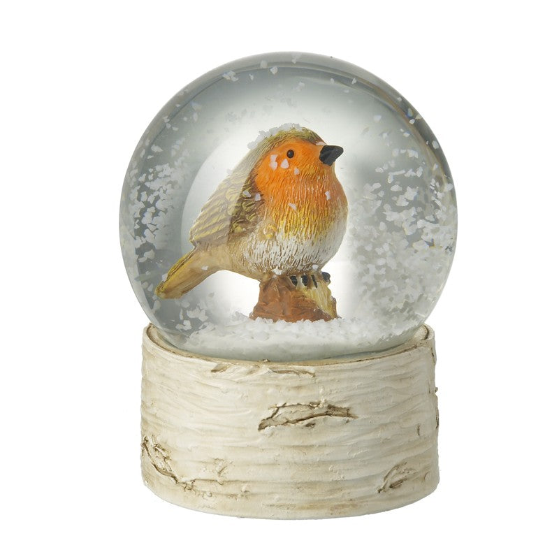 Glass robin snow globe