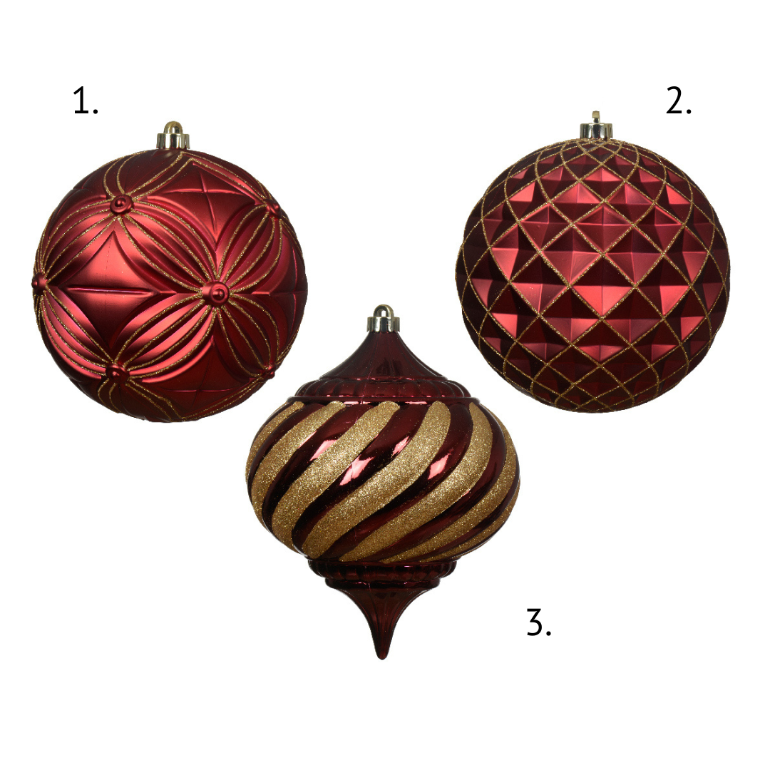 Large oxblood shatterproof decorative hanging decs (3 Styles)