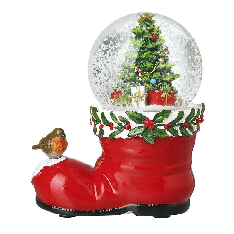 Christmas boot snow globe