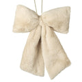 Cream faux fur bow
