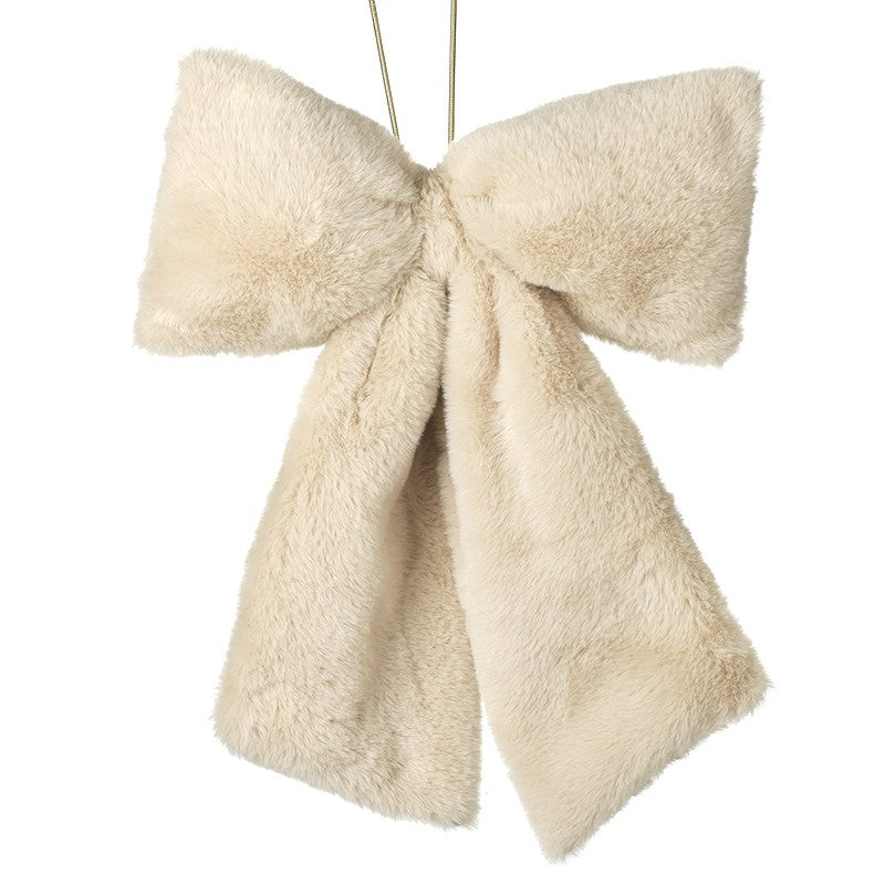 Cream faux fur bow