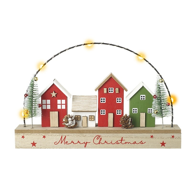 Merry Christmas light up house scene