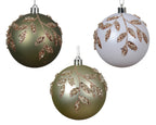Shatterproof evergreen leaf baubles (3 styles)