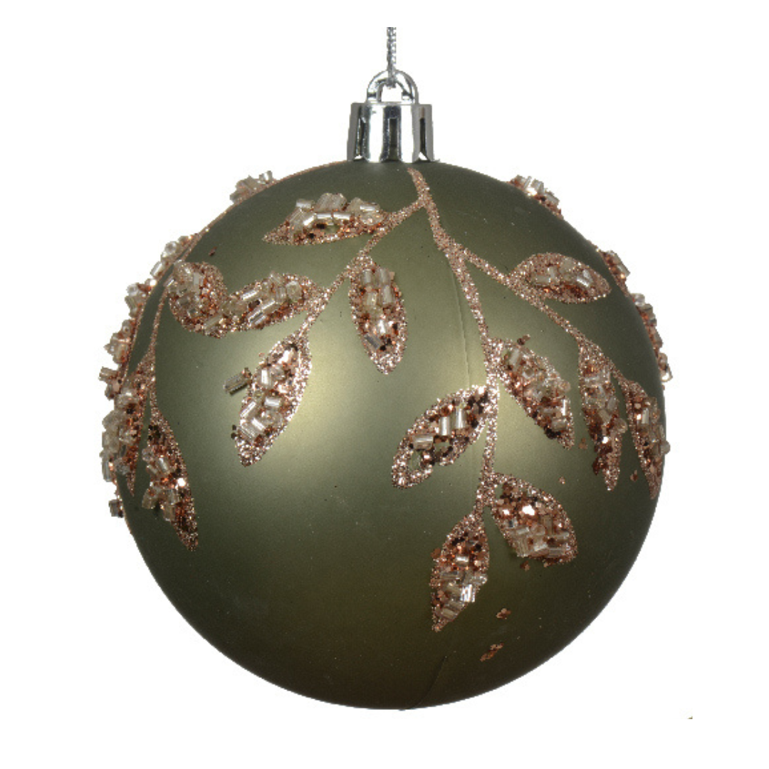 Shatterproof evergreen leaf baubles (3 styles)