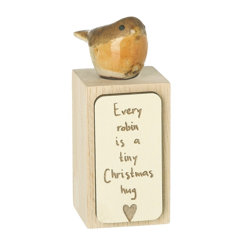 ‘Every robin is a tiny Christmas hug’ wooden ornament