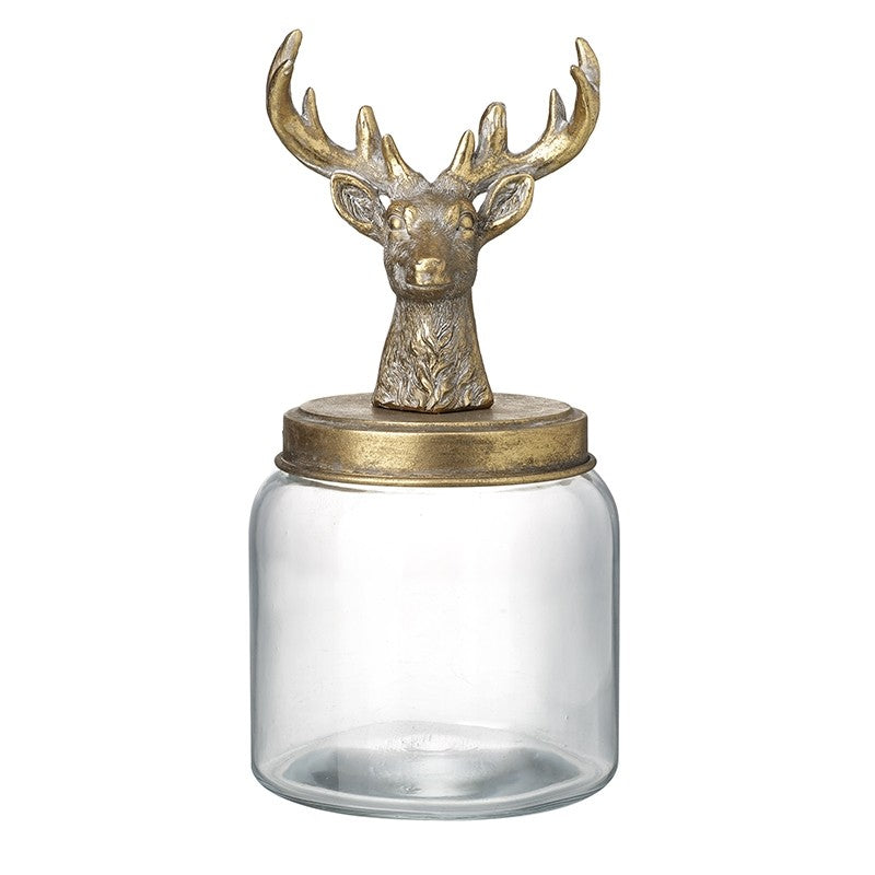 Small deer top glass jar