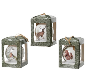 Evergreen forest animals shatterproof baubles (3 Styles)