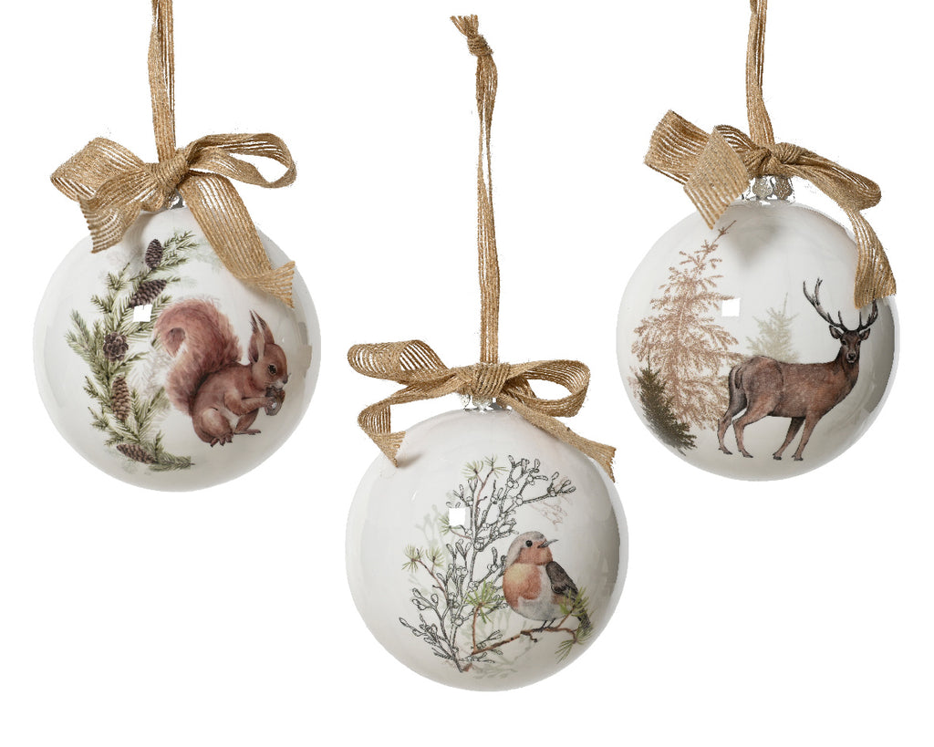 Evergreen forest animals shatterproof baubles (3 Styles)