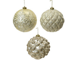 Large champagne decorative shatterproof baubles (3 Styles)