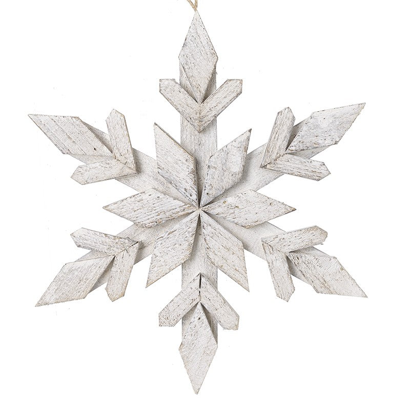 Wooden rustic white wash hanging snowflake