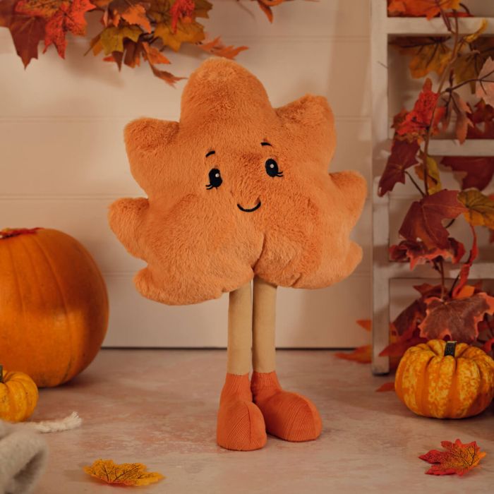 Harvest home plush decorative standing maple leaf