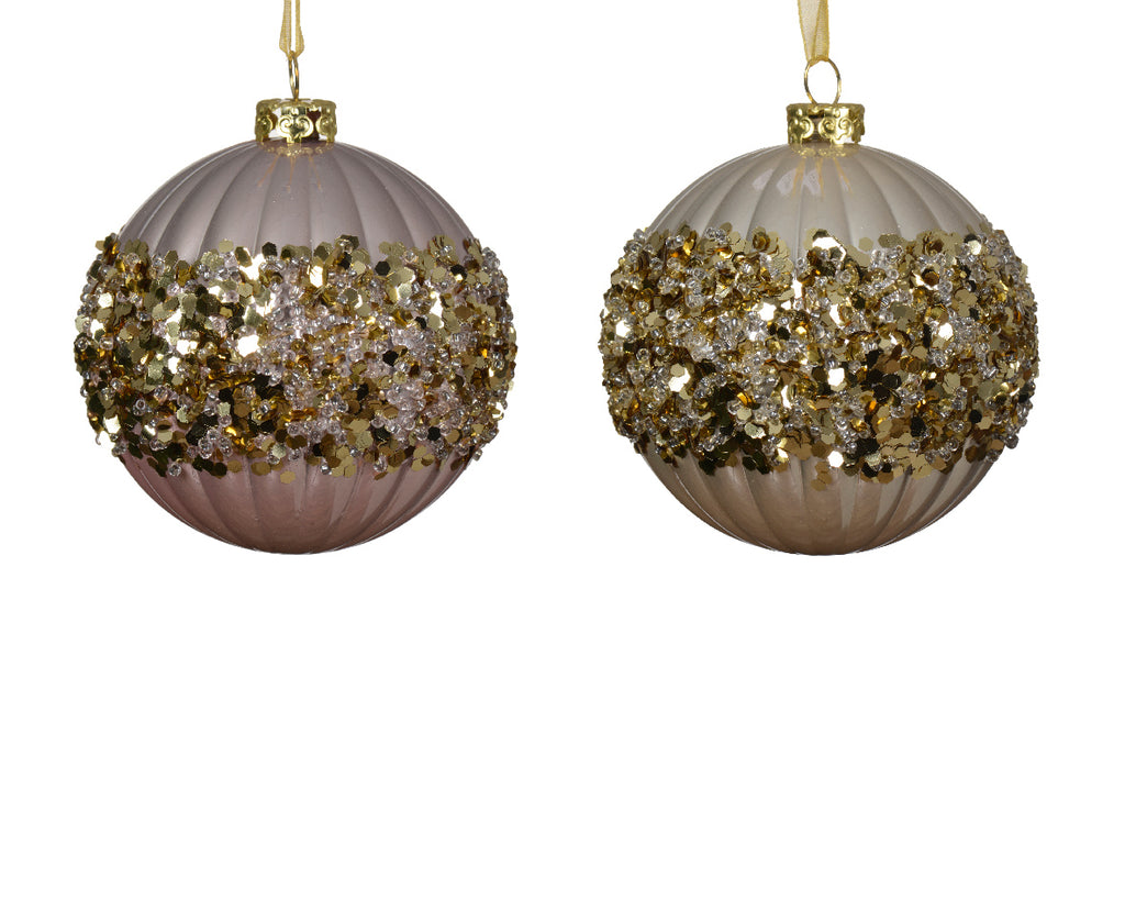 Shatterproof ribbed bauble with sequin detail (2 Styles)