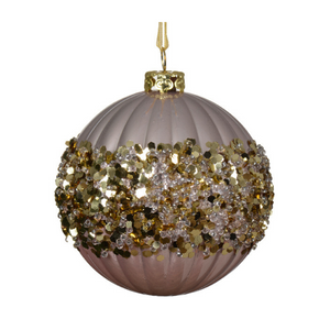 Shatterproof ribbed bauble with sequin detail (2 Styles)