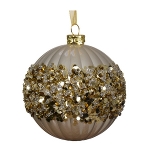 Shatterproof ribbed bauble with sequin detail (2 Styles)