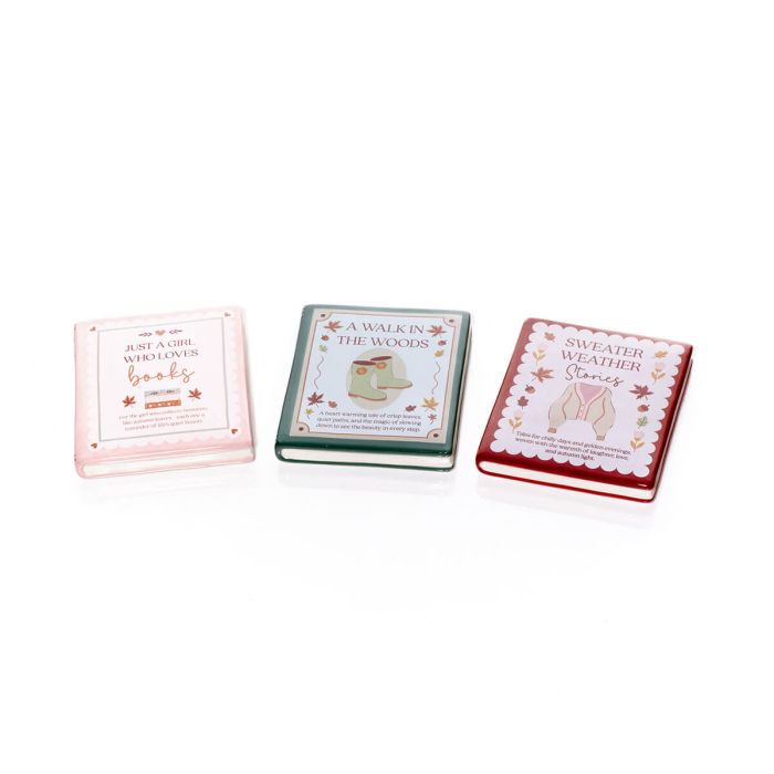 Cosy chapter book shaped coasters
