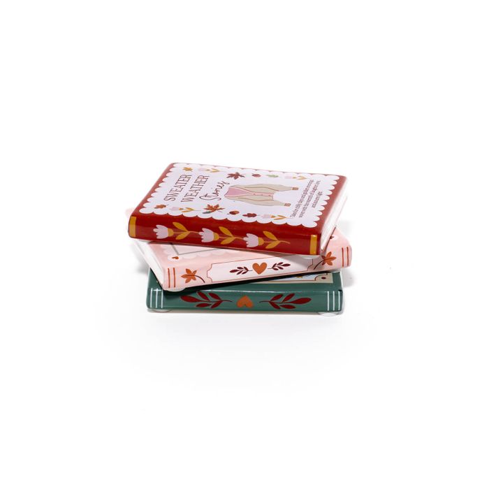 Cosy chapter book shaped coasters
