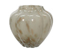 Light grey glass vase with burnished metallic shimmer paint strokes
