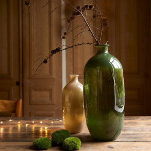 Rosemary green colour flow recycled glass vase