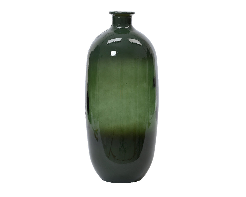 Rosemary green colour flow recycled glass vase