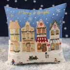 Christmas market scene fabric cushion