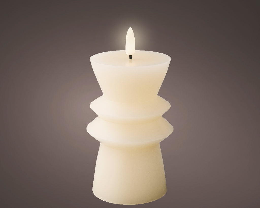 Shaped LED flame pillar candle (14.5cmH)