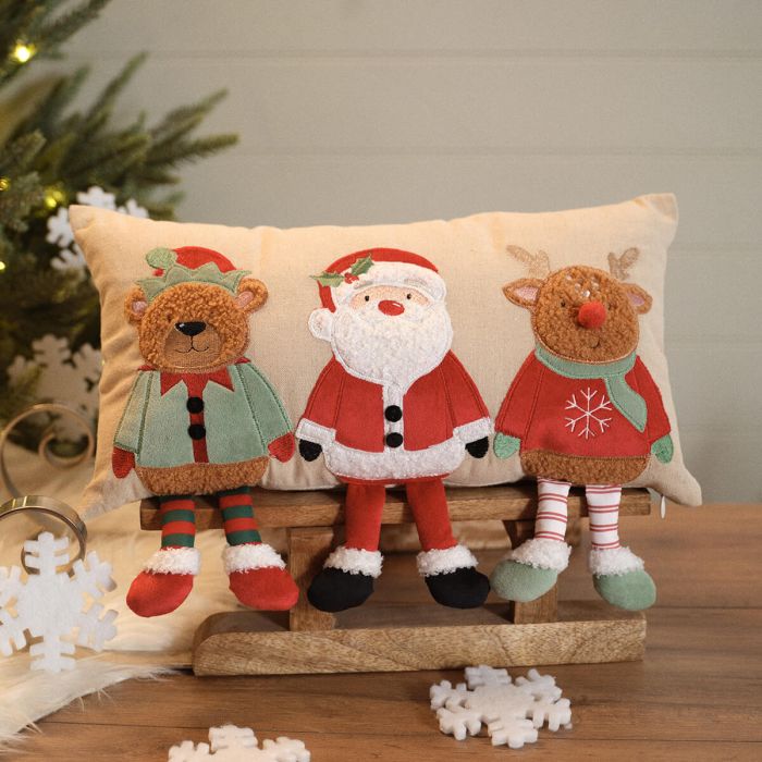 Santas magical feast fabric cushion
