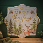 Evergreen woodland scene metal sign