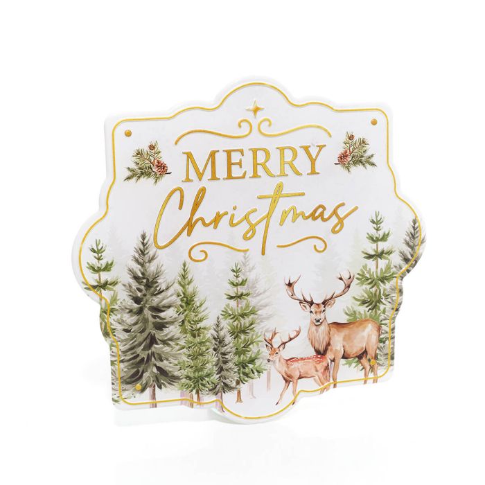 Evergreen woodland scene metal sign