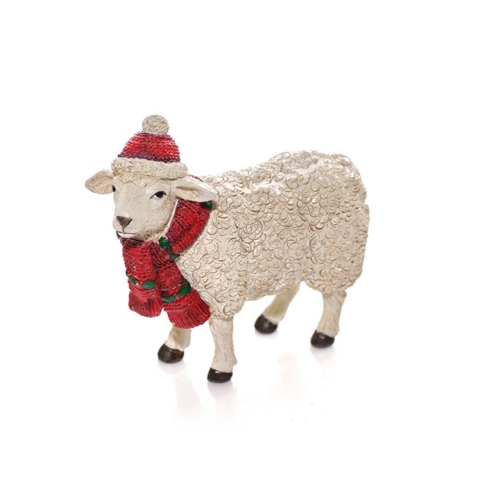 Christmas farm sheep ornament with scarf and hat
