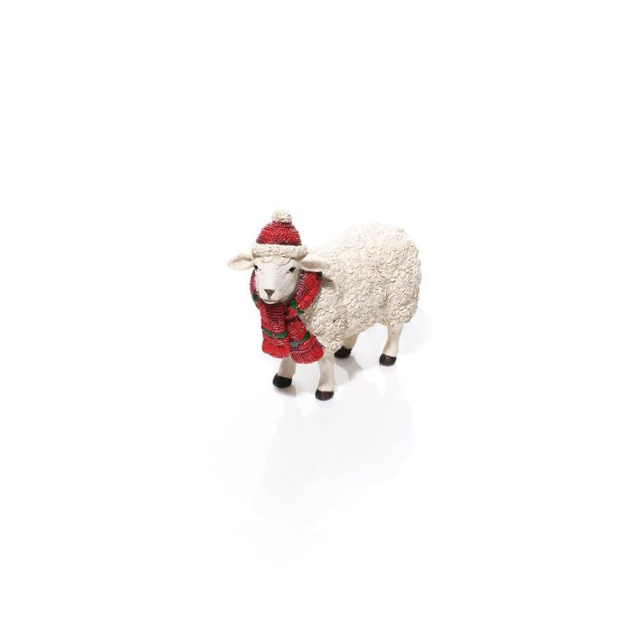 Christmas farm sheep ornament with scarf and hat