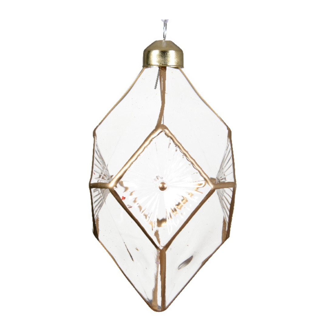 Glass ornament hanging dec with gold line detail (3 Styles)