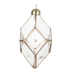 Glass ornament hanging dec with gold line detail (3 Styles)