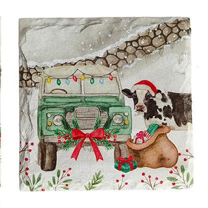 Christmas farm landy & tractor coasters