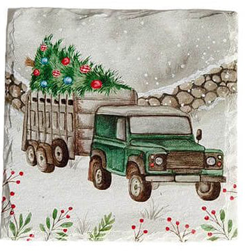 Christmas farm landy & tractor coasters