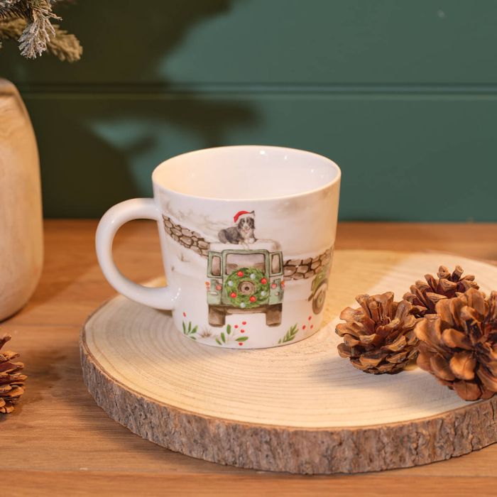 Christmas farm stoneware gift box mug