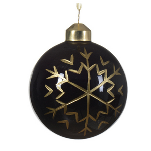 Glossy black and gold snowflake glass baubles (4 Styles)