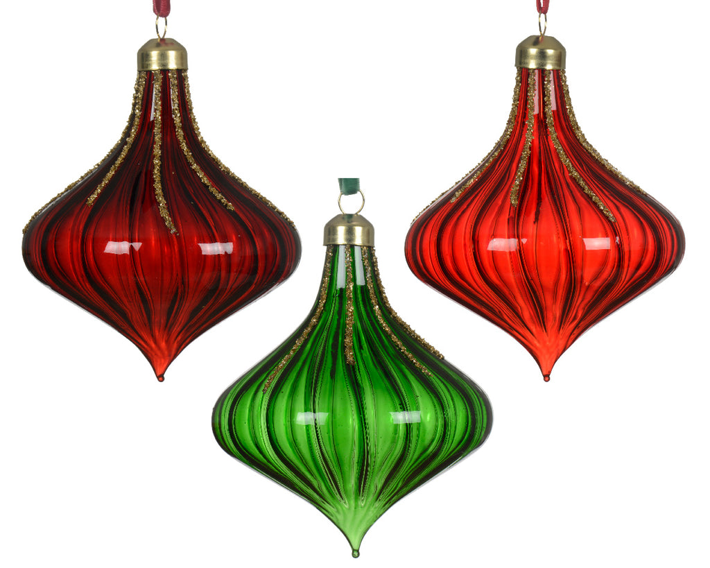 Coloured glass onion hanging decs (3 Styles)