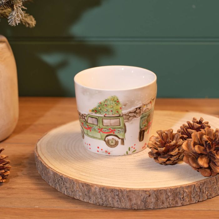 Christmas farm stoneware gift box mug