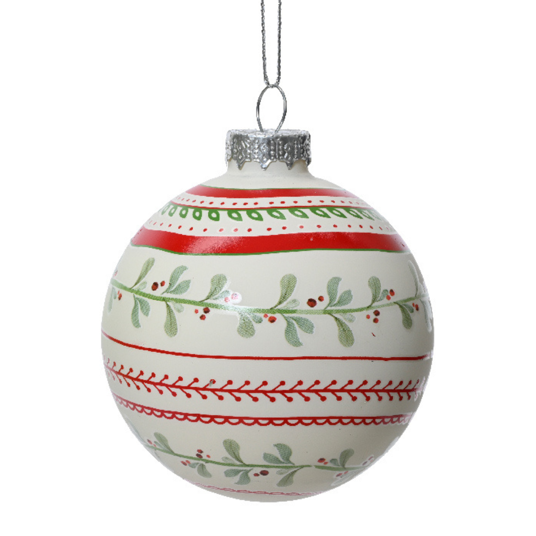 Kitsch holly printed glass bauble packs (2 Styles)