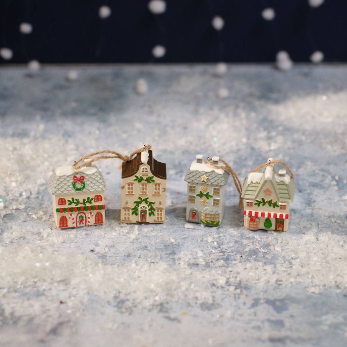 Christmas market cute shops hanging decs