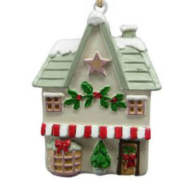 Christmas market cute shops hanging decs